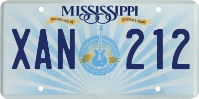 MS license plate XAN212