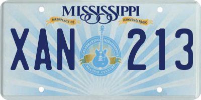 MS license plate XAN213