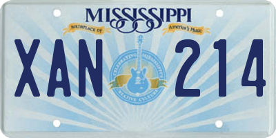 MS license plate XAN214
