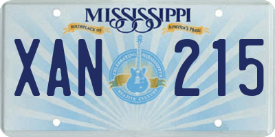 MS license plate XAN215