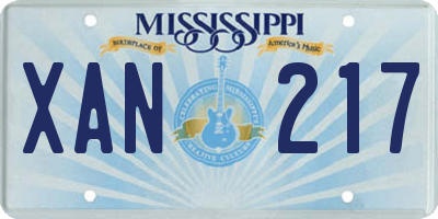MS license plate XAN217