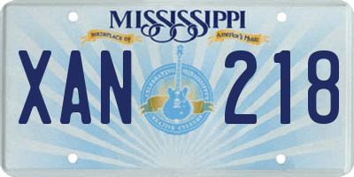 MS license plate XAN218