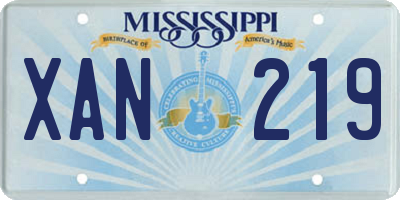 MS license plate XAN219