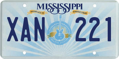 MS license plate XAN221