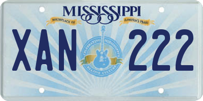 MS license plate XAN222
