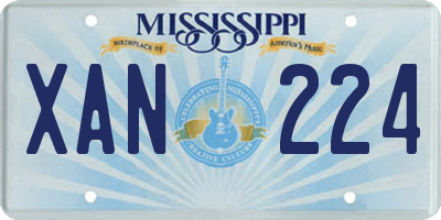 MS license plate XAN224