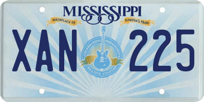 MS license plate XAN225