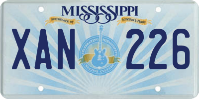 MS license plate XAN226
