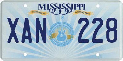 MS license plate XAN228