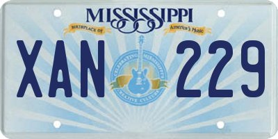 MS license plate XAN229