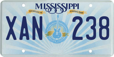 MS license plate XAN238