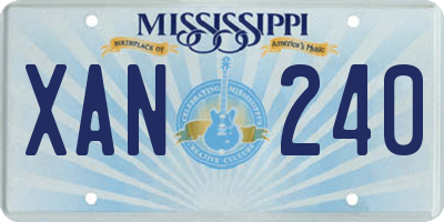 MS license plate XAN240