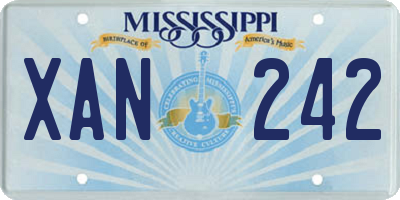 MS license plate XAN242