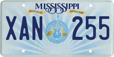 MS license plate XAN255