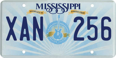 MS license plate XAN256