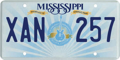 MS license plate XAN257