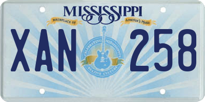 MS license plate XAN258