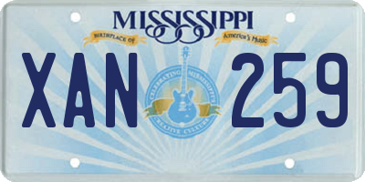 MS license plate XAN259