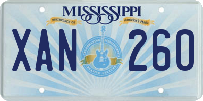 MS license plate XAN260