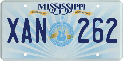 MS license plate XAN262