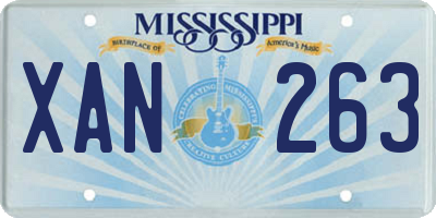 MS license plate XAN263
