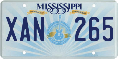 MS license plate XAN265