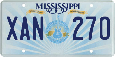 MS license plate XAN270
