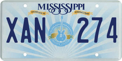 MS license plate XAN274