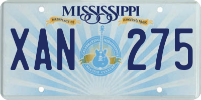 MS license plate XAN275