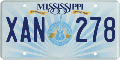 MS license plate XAN278