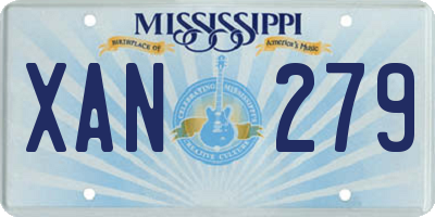 MS license plate XAN279