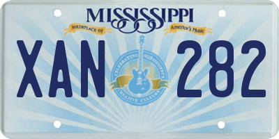 MS license plate XAN282