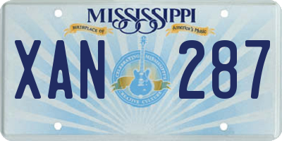 MS license plate XAN287