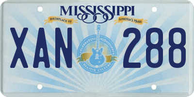 MS license plate XAN288