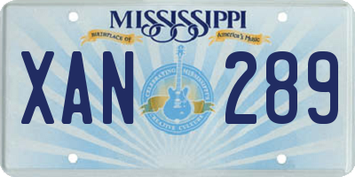 MS license plate XAN289