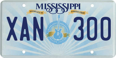 MS license plate XAN300
