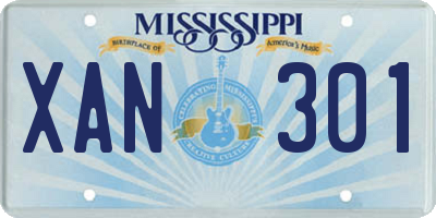 MS license plate XAN301