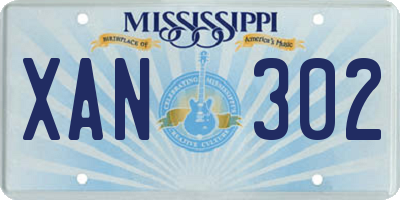 MS license plate XAN302