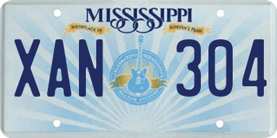MS license plate XAN304
