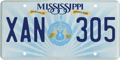 MS license plate XAN305