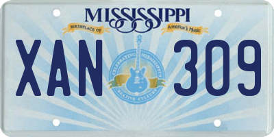 MS license plate XAN309