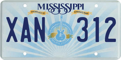 MS license plate XAN312