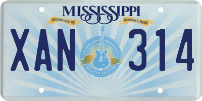 MS license plate XAN314