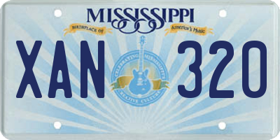 MS license plate XAN320