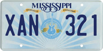 MS license plate XAN321