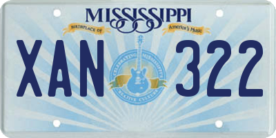 MS license plate XAN322