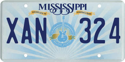 MS license plate XAN324