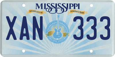MS license plate XAN333