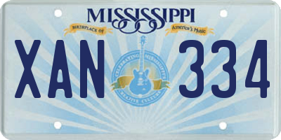MS license plate XAN334