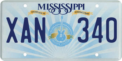 MS license plate XAN340